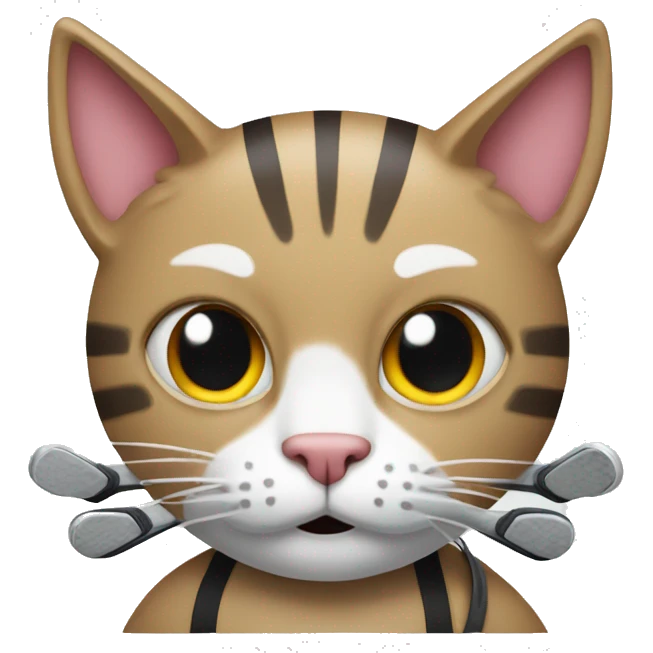 Cat with hockey sticks  emoji