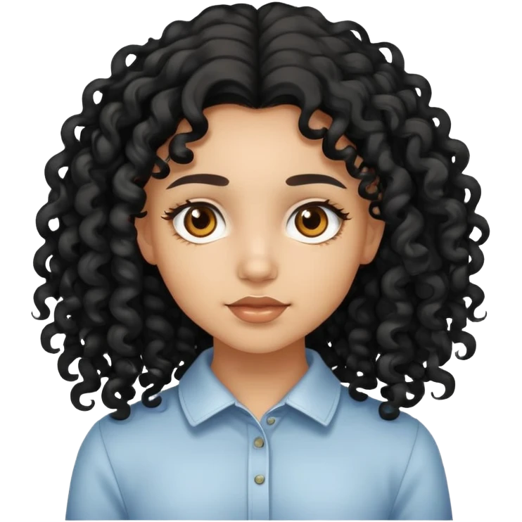 light skin girl with curly black long hair and brown eyes  emoji