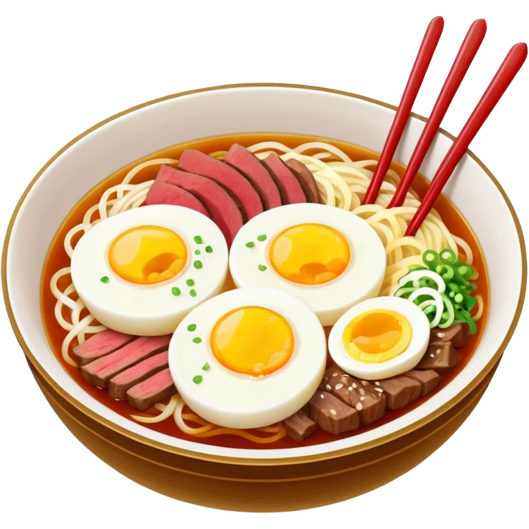 naengmyeon with one egg slice and one beef slice as toppings emoji