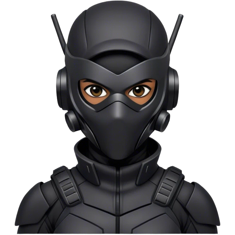 A masked assassin futuristic  in a black tactical suit emoji