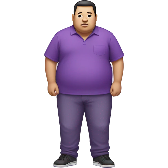 fat chinese man wearing purple shirt and purple pants emoji