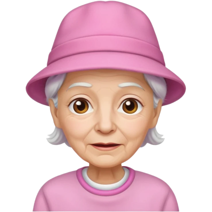 eldery with pink hat and shirt emoji