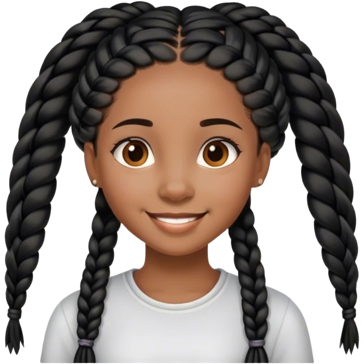 African american girl with long black braids smiling emoji