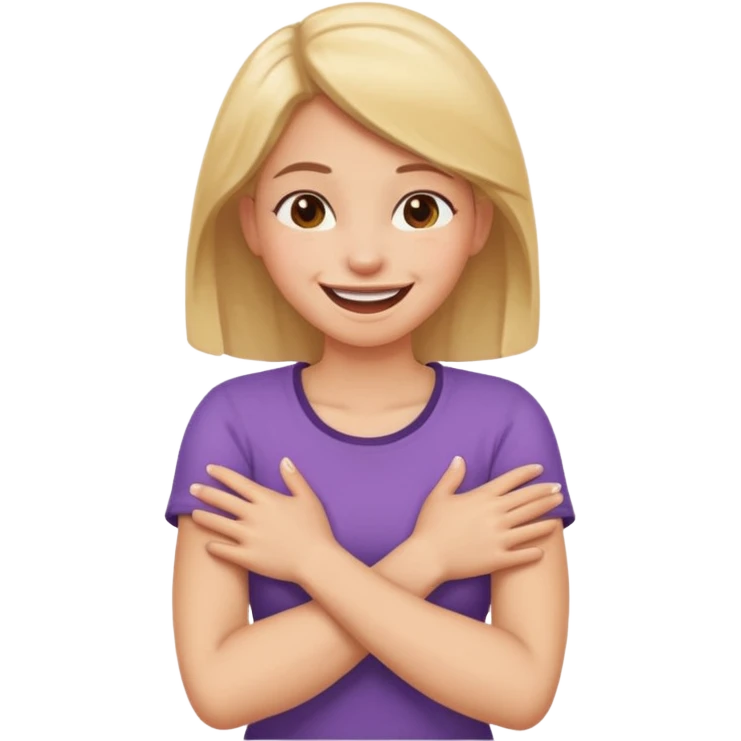 Arms crossed holding neck laughing girl emoji