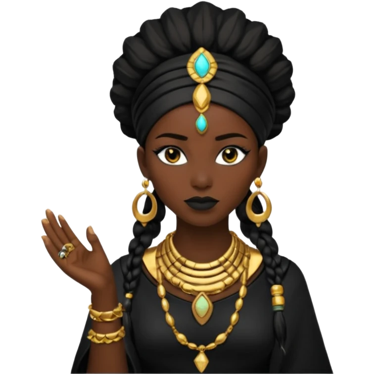 shaman woman black clothes black accesories  emoji