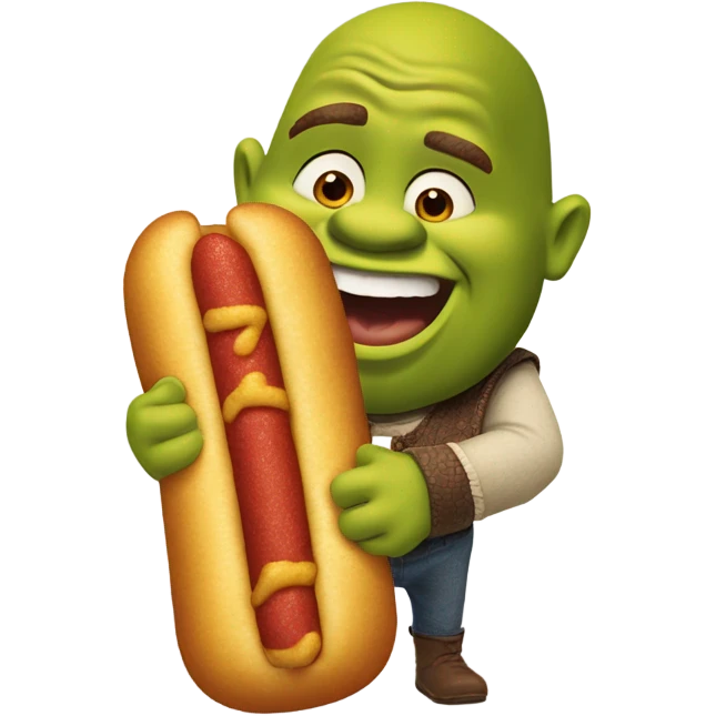 Shrek eating a corndog emoji