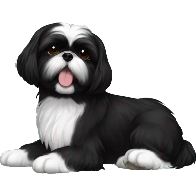 Happy All black Black shih tzu laying emoji