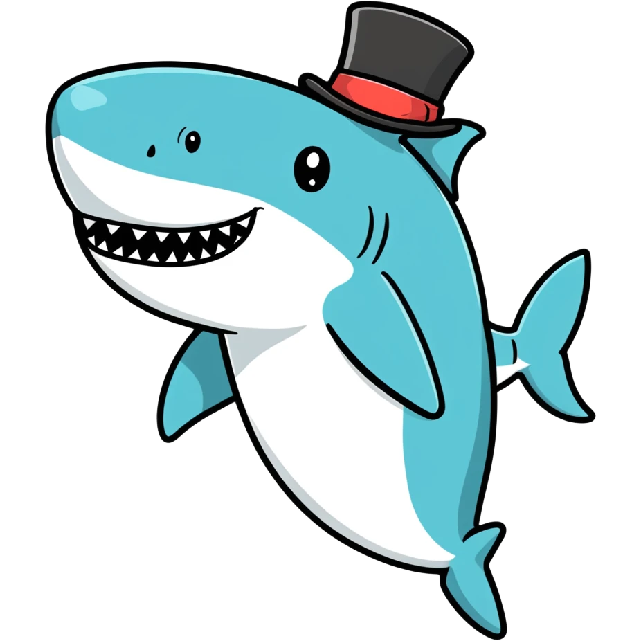 Shark with a top hat emoji
