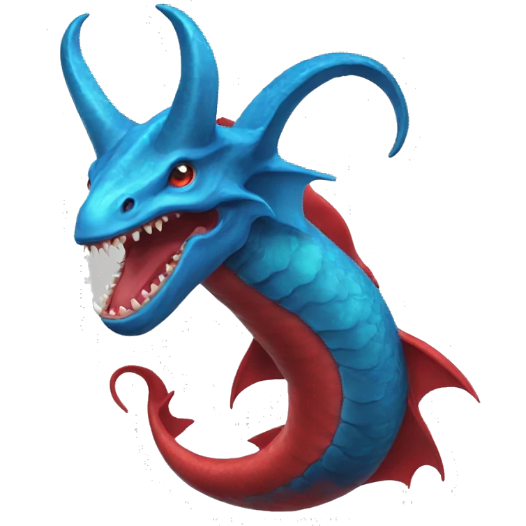 Christian beautiful Leviathan with blue and red horns emoji