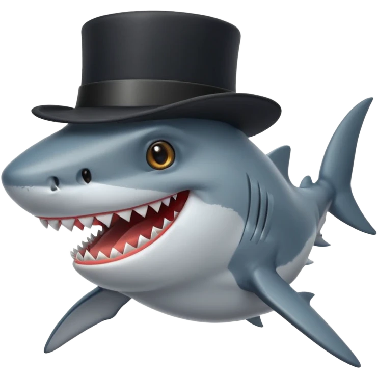 smiling shark wearing a top hat emoji