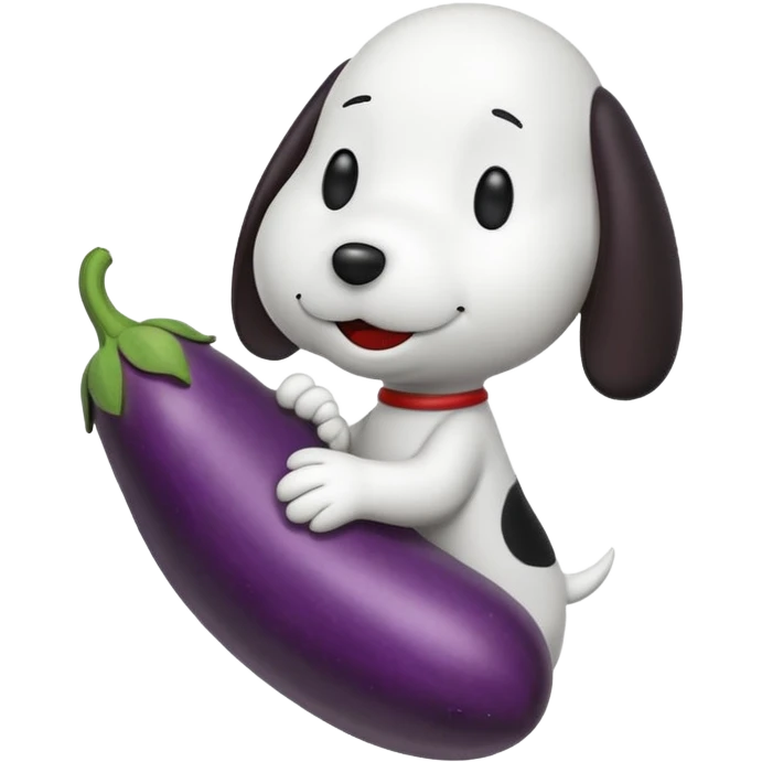 Black and white Snoopy with an eggplant emoji