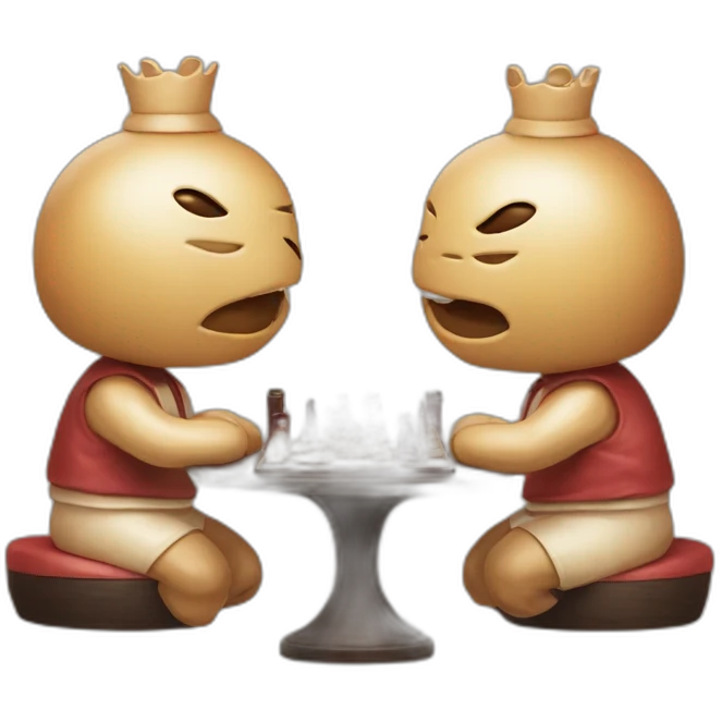 Two char siu bao playing chess emoji