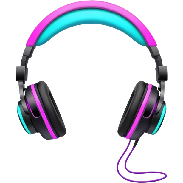 Neon colors headphones emoji