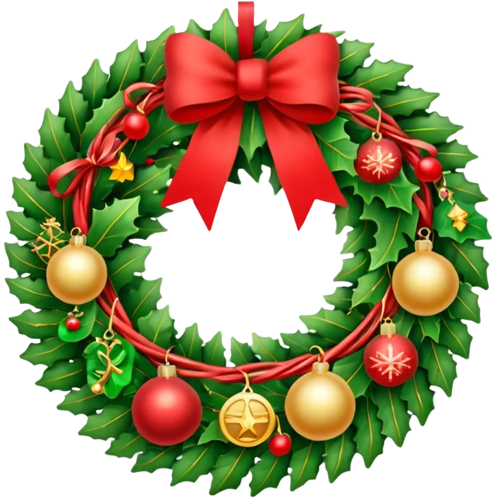 Christmas wreath with christmas charms emoji
