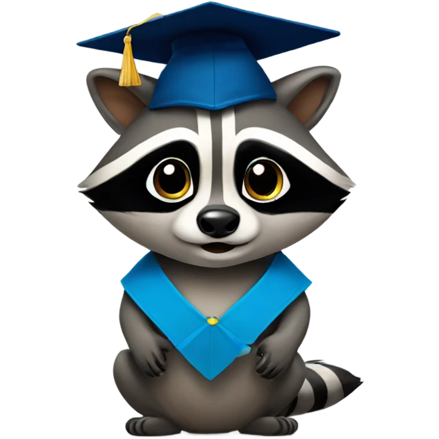 raccoon with a graduation hat emoji