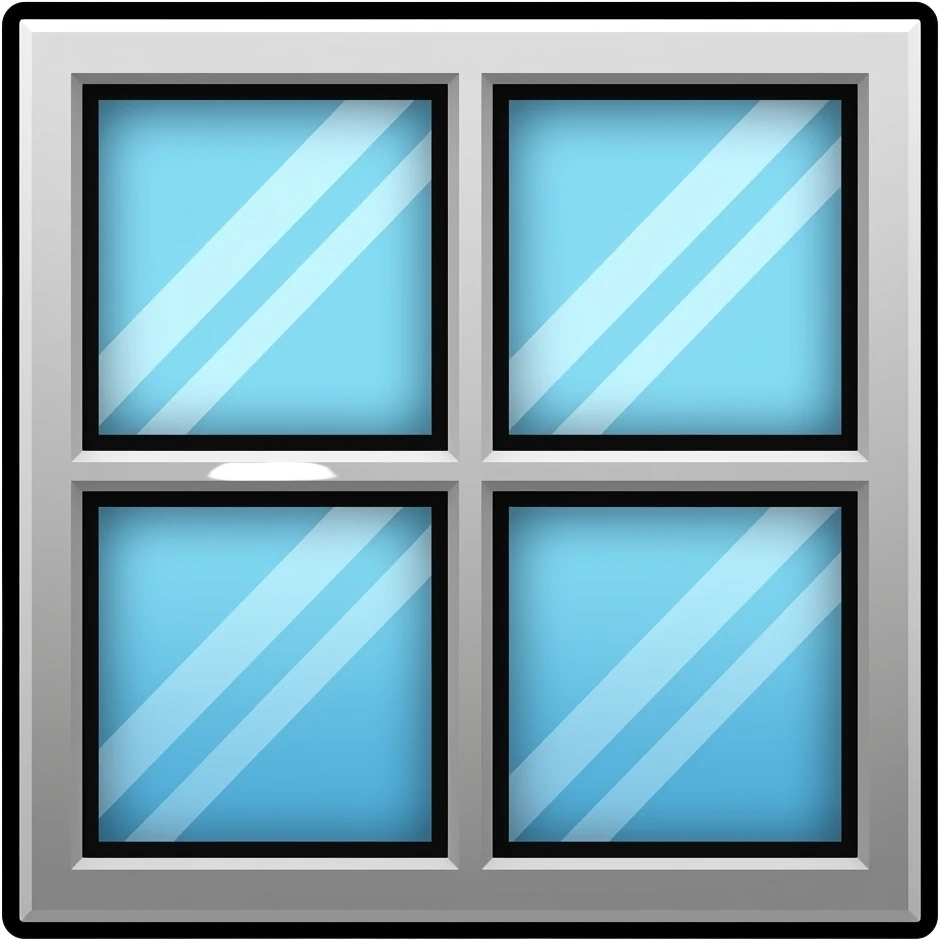 thick black outline, bright window emoji, thick black outline, simple cartoon emoji