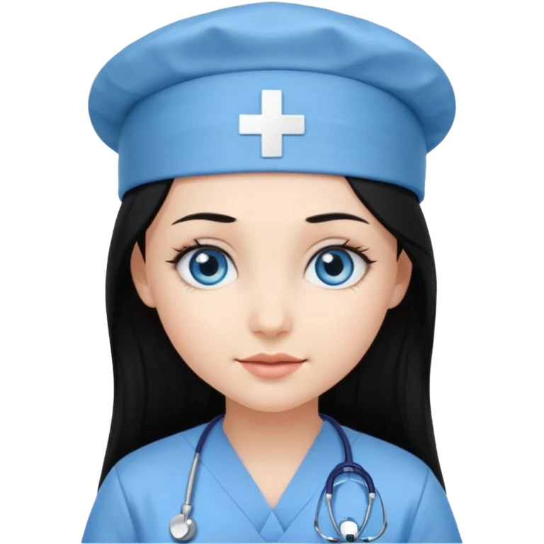 girl with long black hair with medicine degree and the tipical hat emoji