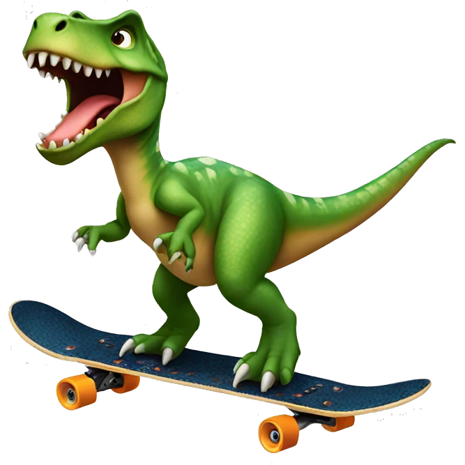 Dinosaur riding a skateboard  emoji