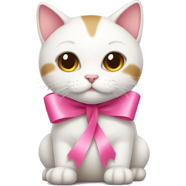 Cat whit a pink ribbon emoji