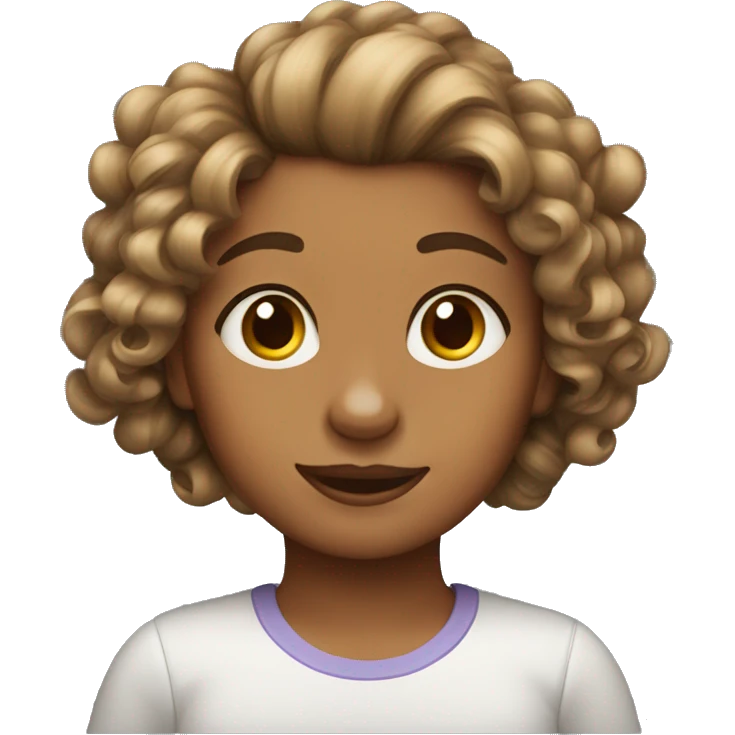 Girl with curl hair who has a Yorkie as a dog emoji