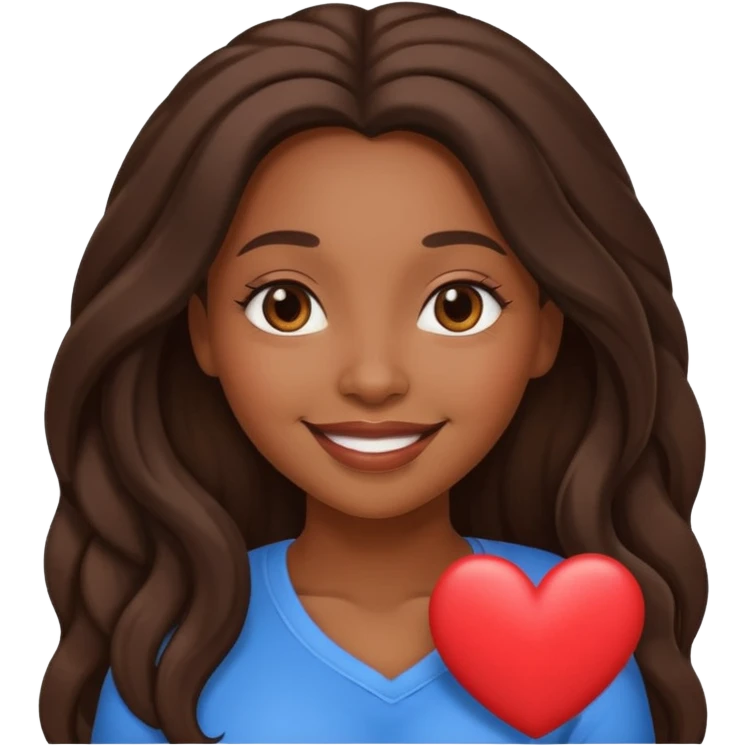 Cute African American woman with long hair,  heart eyes smiling emoji