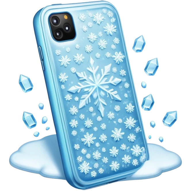 Phone with ice crystals on it representing a cold call in sales emoji