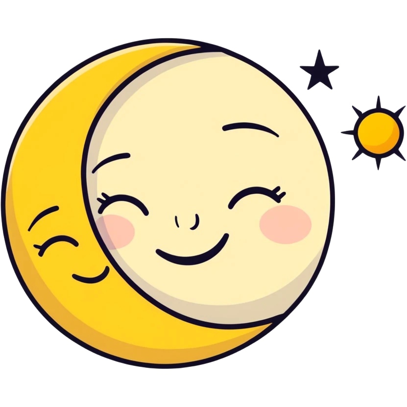 A Moon hugging a Sun emoji