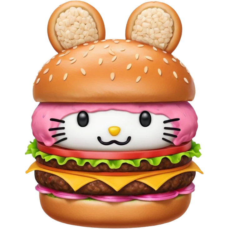 Hello kitty hamburger emoji