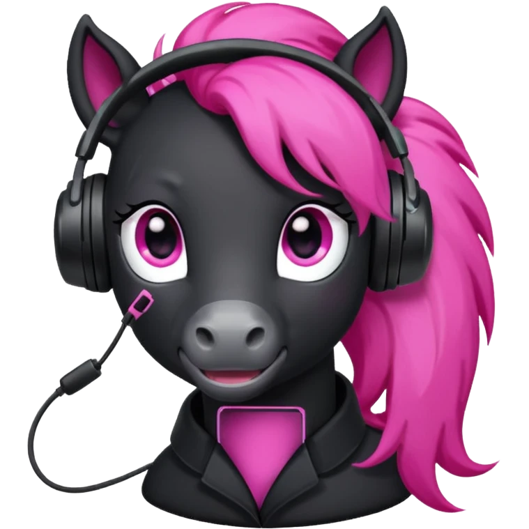 Black pony streamer with gaming head set emoji