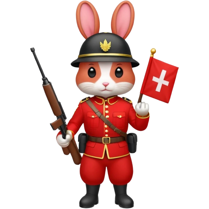 red rabbit with soldier costume emoji