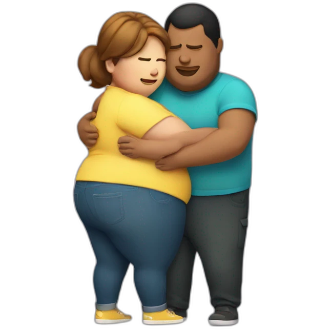 overweight couple hugging emoji