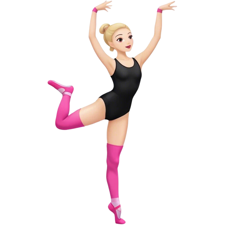 sport stretch dancer in black leotards and pink socks who talk emoji