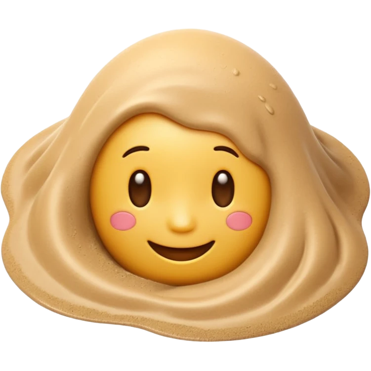3D iPhone style emoji of wet sand, smooth and slightly shiny texture, clumped together, natural beige color, isolated on white background, soft shadows, high detail, playful and cute. emoji