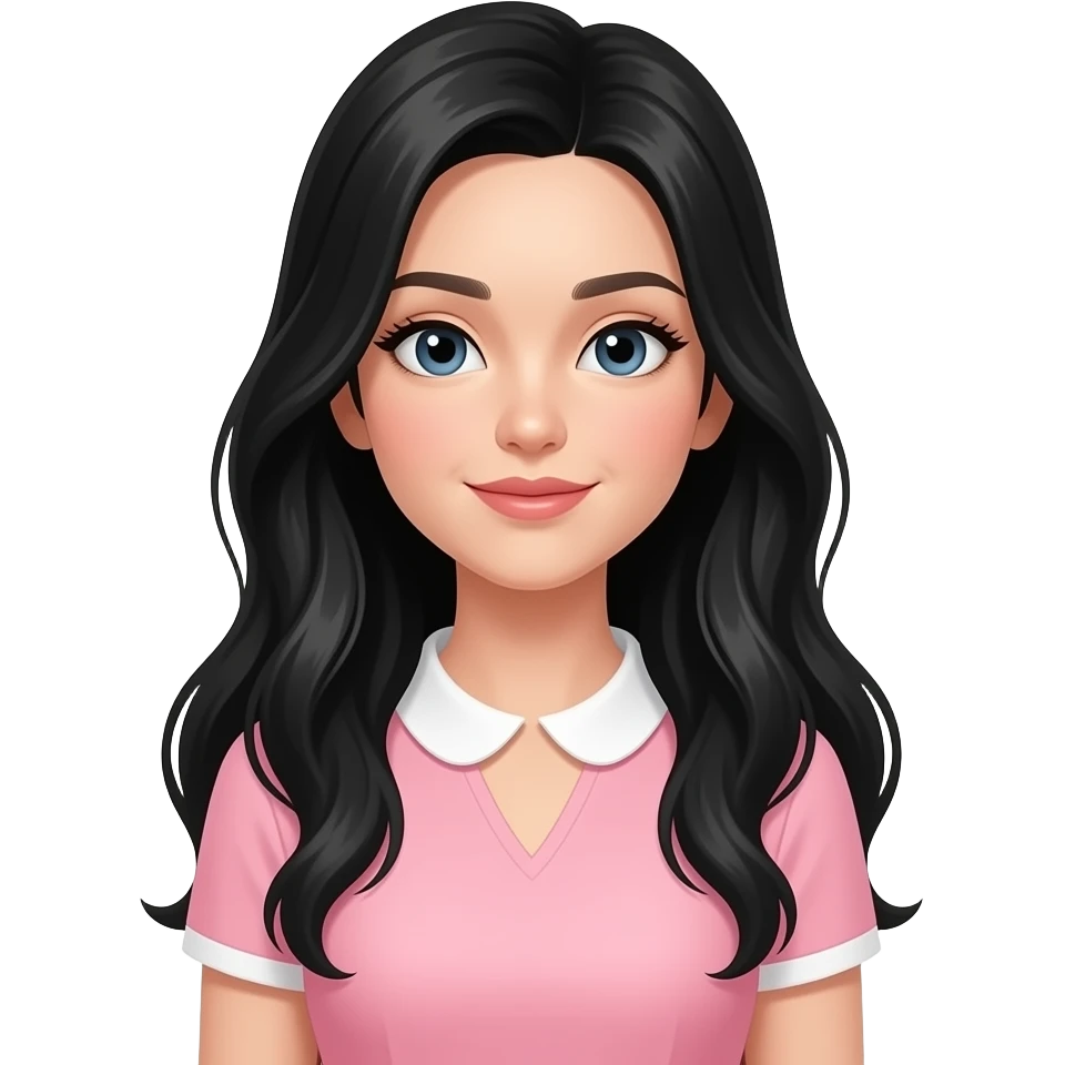 Sweet coquete introvert pink girl, with black long hair emoji