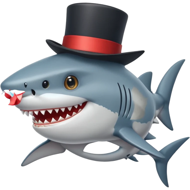 Shark with a top hat emoji