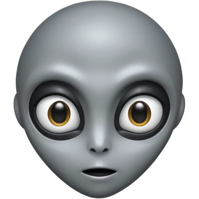 Grey alien head, almond eyes completely black, eyes fully black, no white, slanted, pale grey skin, cartoon emoji, no background

 emoji