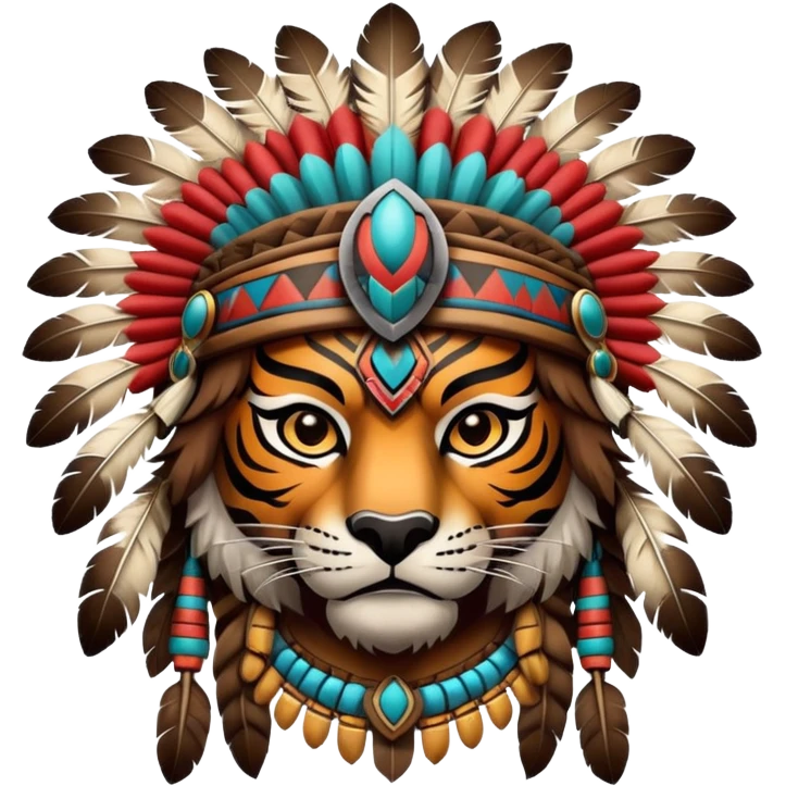 Aztec tiger warrior with feathered headdress emoji