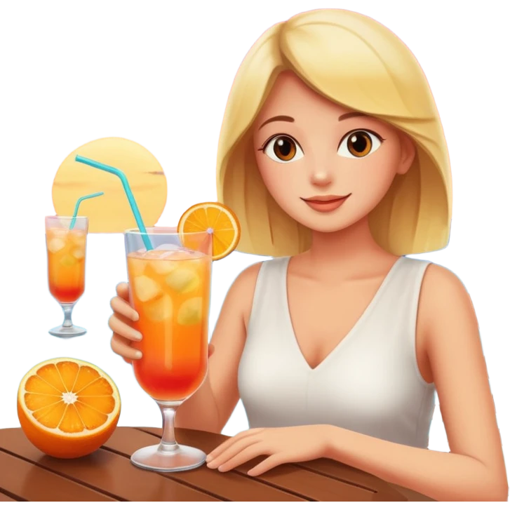 terrace sunset and mocktail emoji