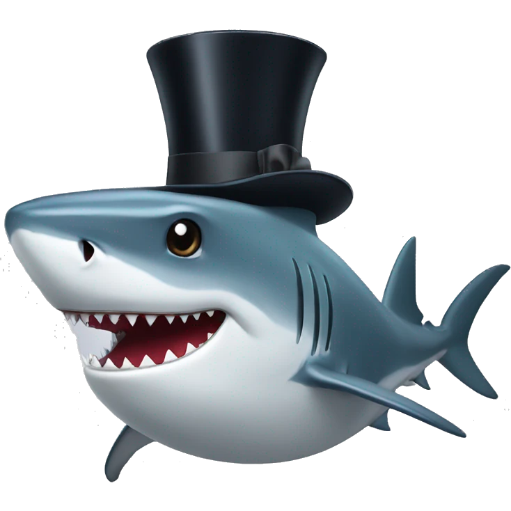 Shark with a top hat emoji