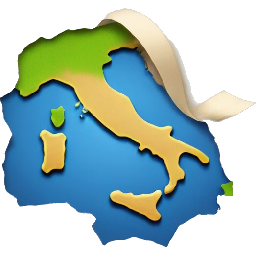 Create an emoji of a world tour, pointing the destination mark to ITALY  emoji