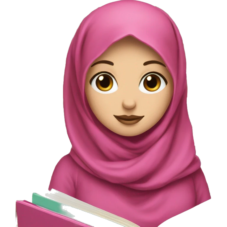 White Girl with pink hijab and books emoji