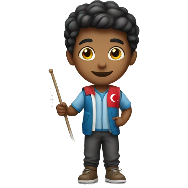 the boy waving the Turkish flag emoji