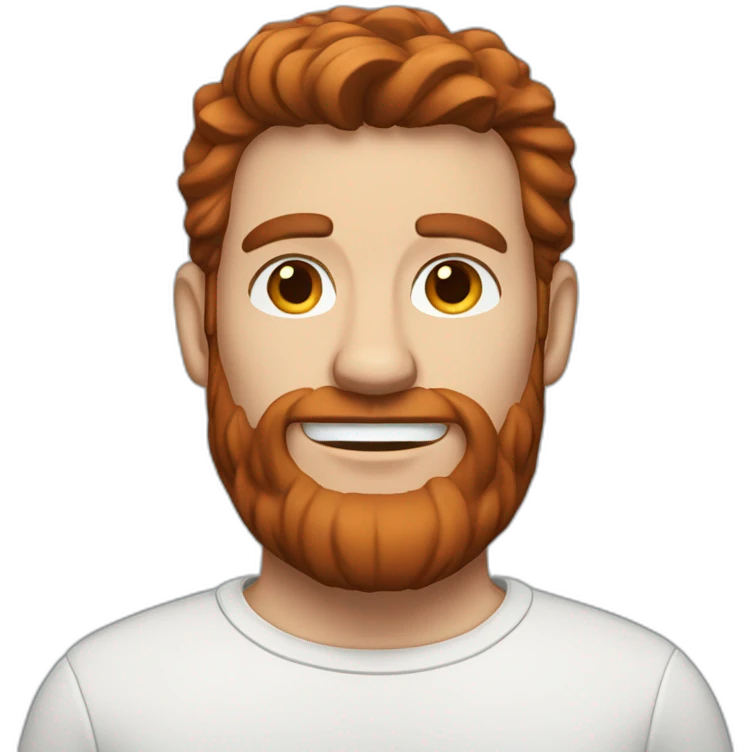 a men with brown hair and a red beard and airpods emoji