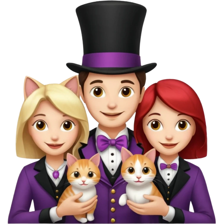 magician couple and their pet cat emoji