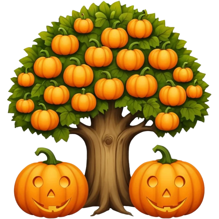 Old tree with big pumpkins  emoji