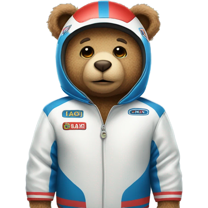 Teddy bear wear racing suit emoji