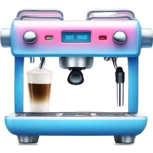 Pink and blue gradient hue espresso machine emoji
