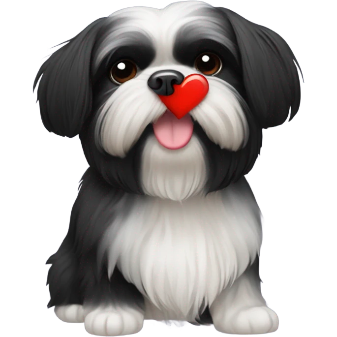 Black shih tzu with a red heart emoji emoji
