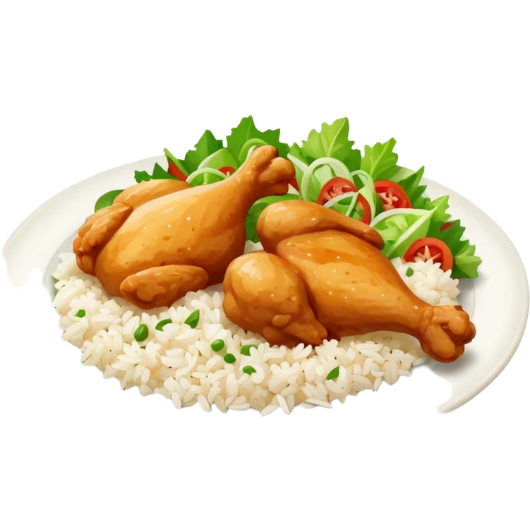 Chicken chunks and rice with salad emoji