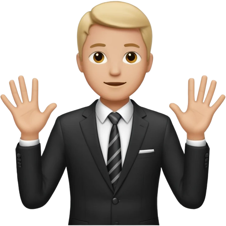 Hands up man meme put a suit on him with tie emoji